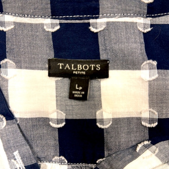 Talbots Clip Dot Popover Navy and White Checked - Picture 5 of 8